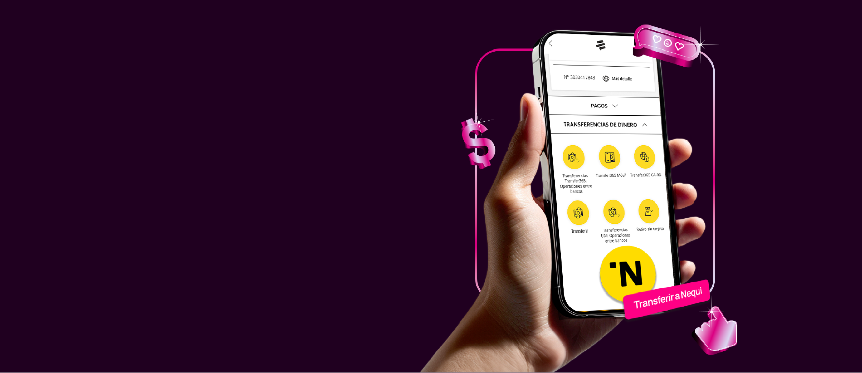 Persona usando la app Nequi para recibir dinero de Bancoagrícola