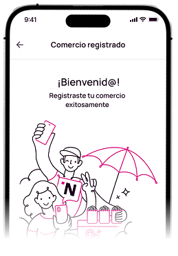 Pantalla de confirmación de comercio registrado exitosamente